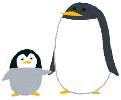 29位：ペンギンの親子のイラスト（動物）